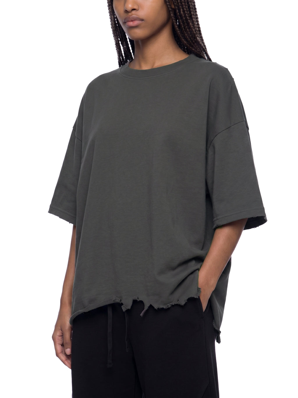 Vintage Wash Boxy Distressed Hem T-Shirt